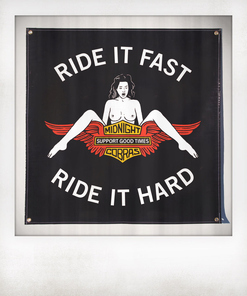SGT x Midnight Cobras Collab Ride It Fast Ride It Hard Banner