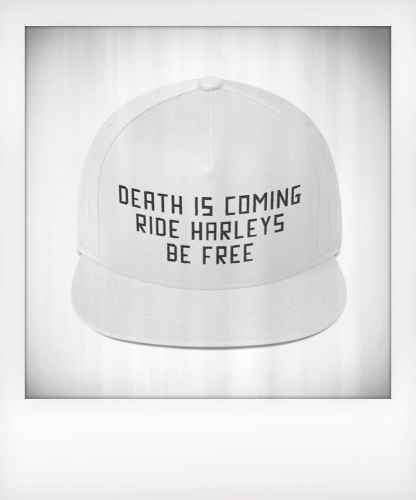 Death is Coming Ride Harleys Be Free Five Panel Snapback